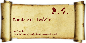 Mandzsul Iván névjegykártya